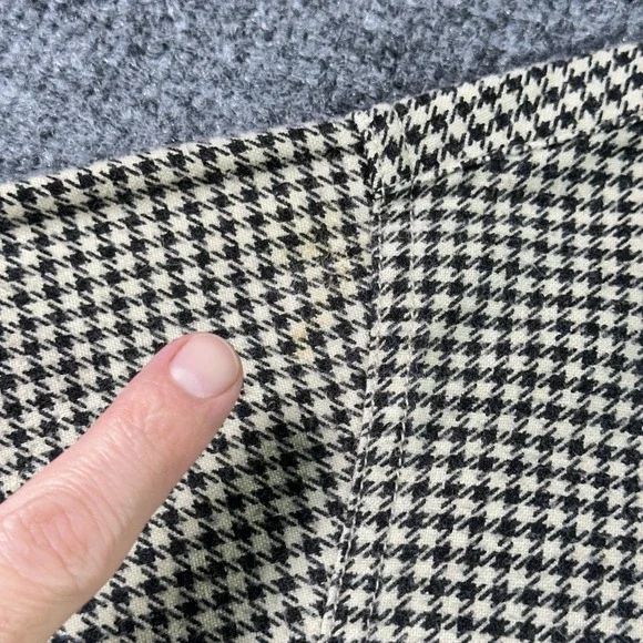 Vintage Polo Ralph Lauren Flannel Shirt Large Beige Houndstooth Loop Collar Camp